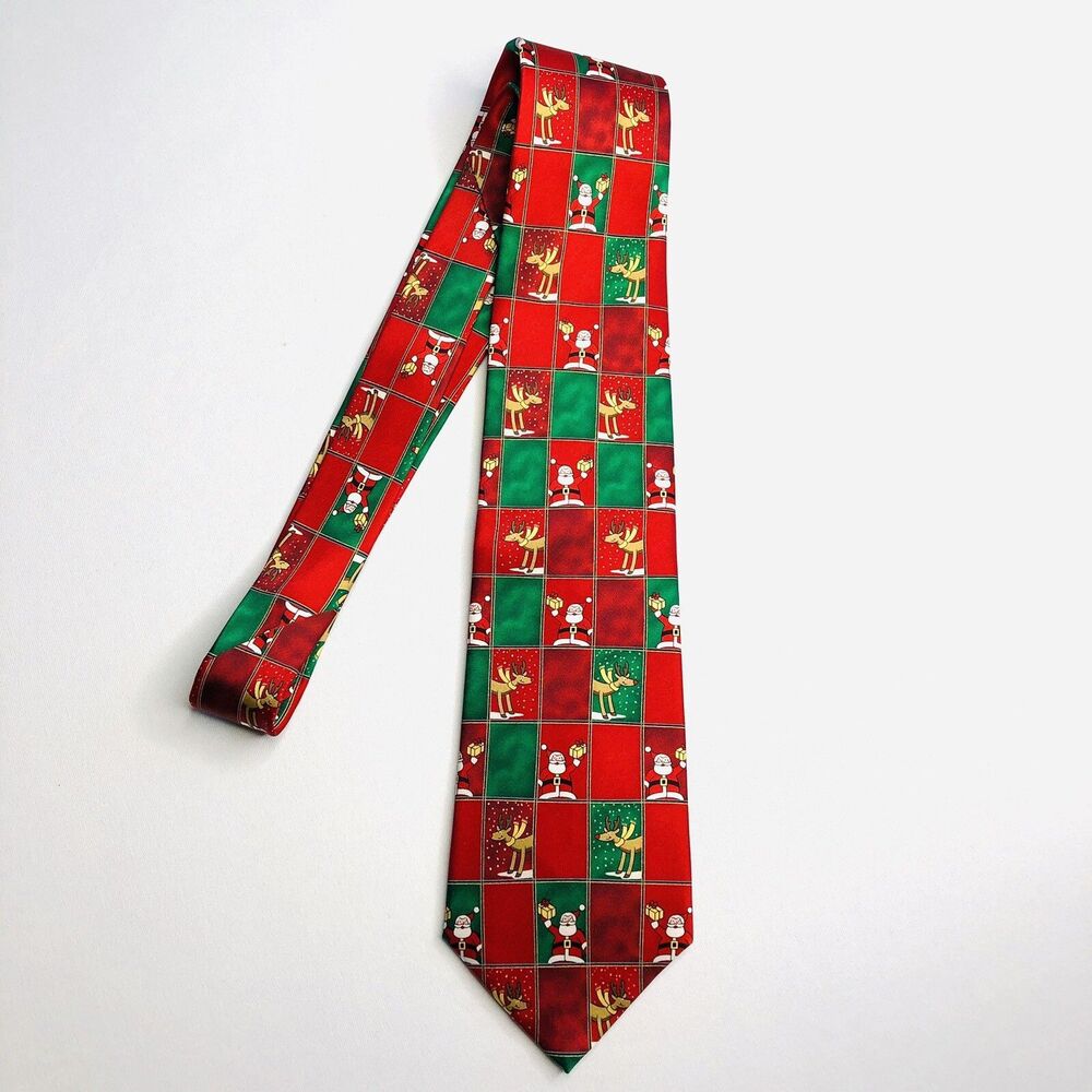 NOEL Men’s Christmas Tie Santa Reindeer Red Green Holiday Necktie
